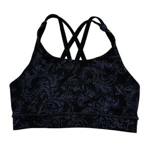 LULULEMON Energy Bra in Foliage Moody Blues Black Size 4 Paisley Nulux #W2AM5S